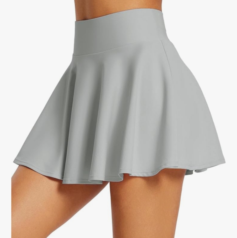Baleaf Gray Athletic Mini Skater Skirt. Built-in  Shorts With Pockets.